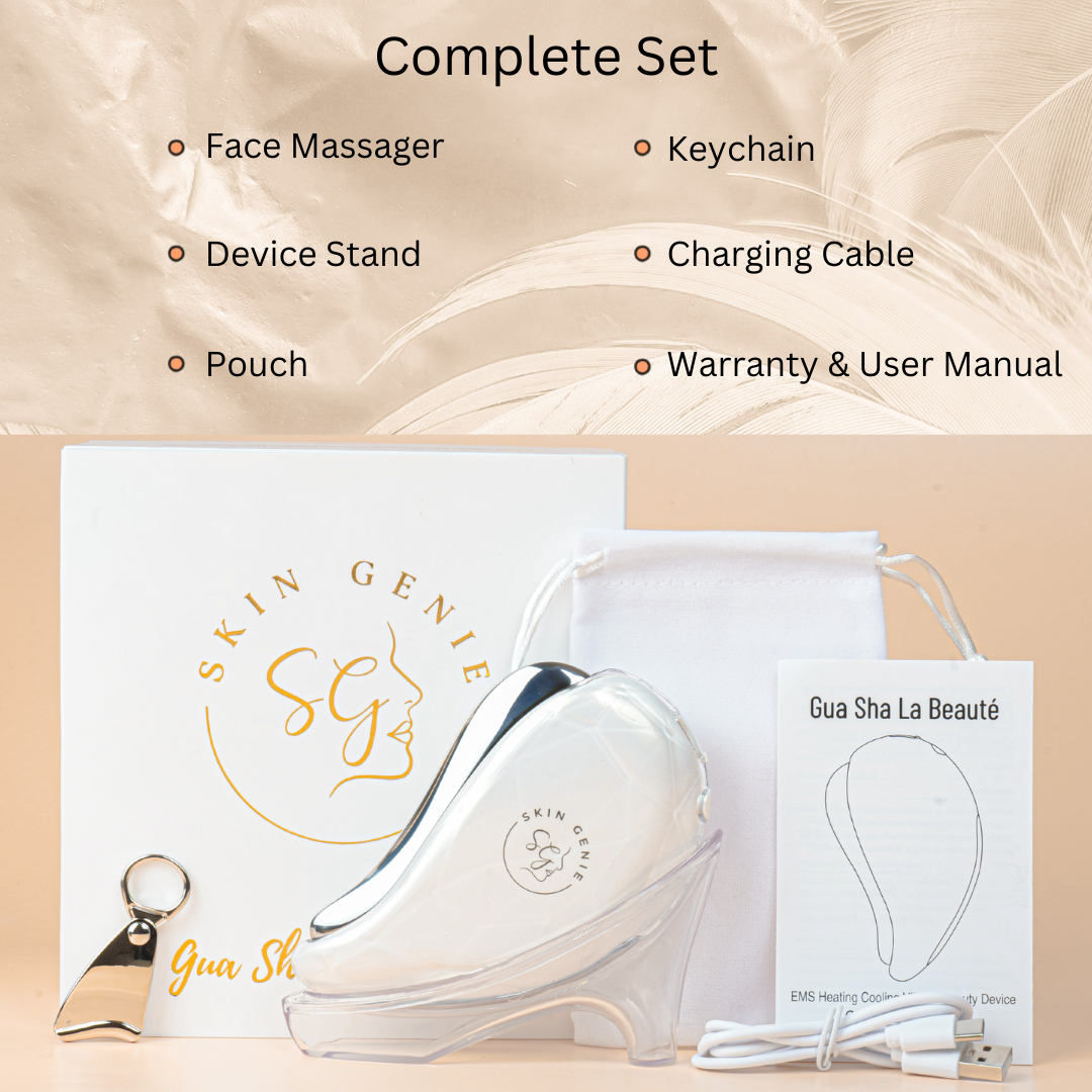 Electric Gua Sha Facial Tool - 7-in-1 Facial Device with Heat/Cold Functions, Vibrations, 3 Light Modes & Ergonomical Traditional Gua Sha Shape