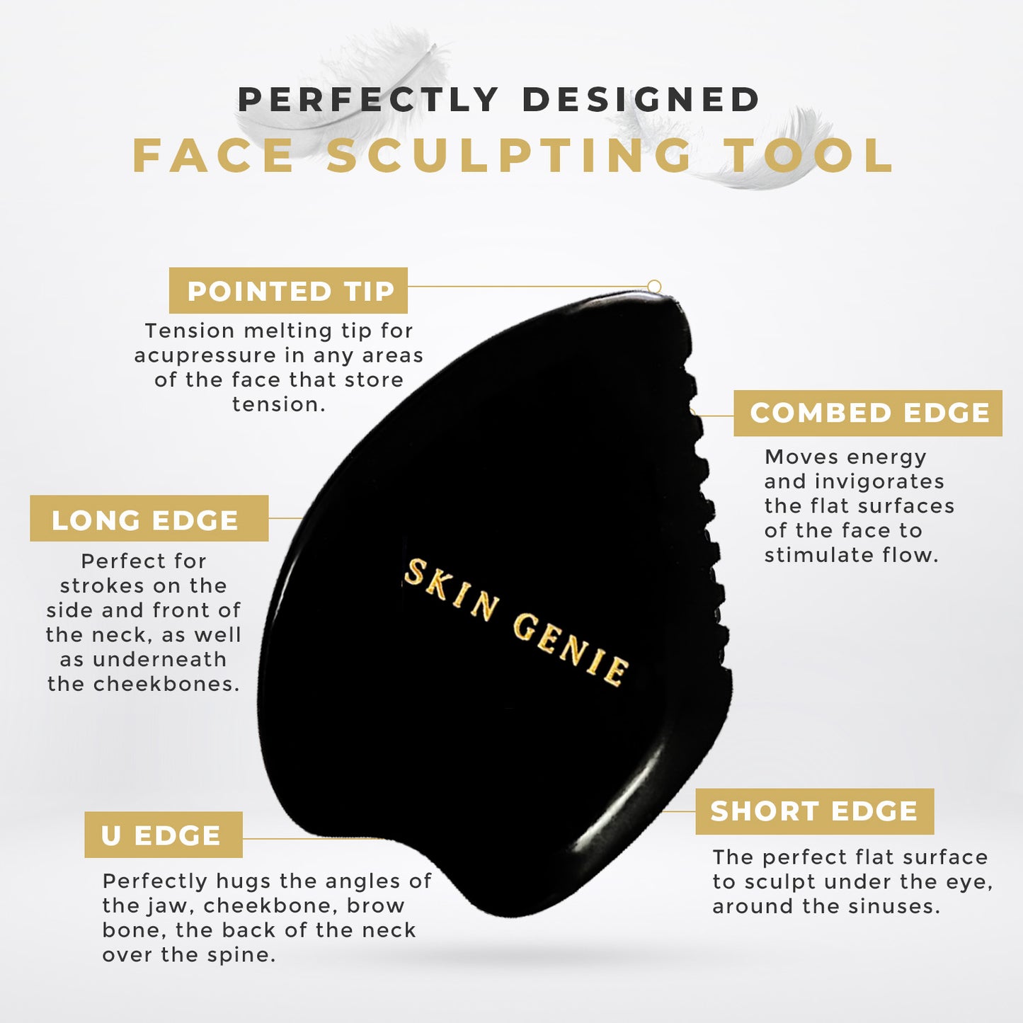 Gua Sha Facial Tool for Face Sculpting & Skin Tightening - Includes Authentic Bian Stone Dual-Sided Face & Eye Roller & 5-Edge Guasha Facial Tool & Gift-Ready Packaging for your Premium Skincare Kit